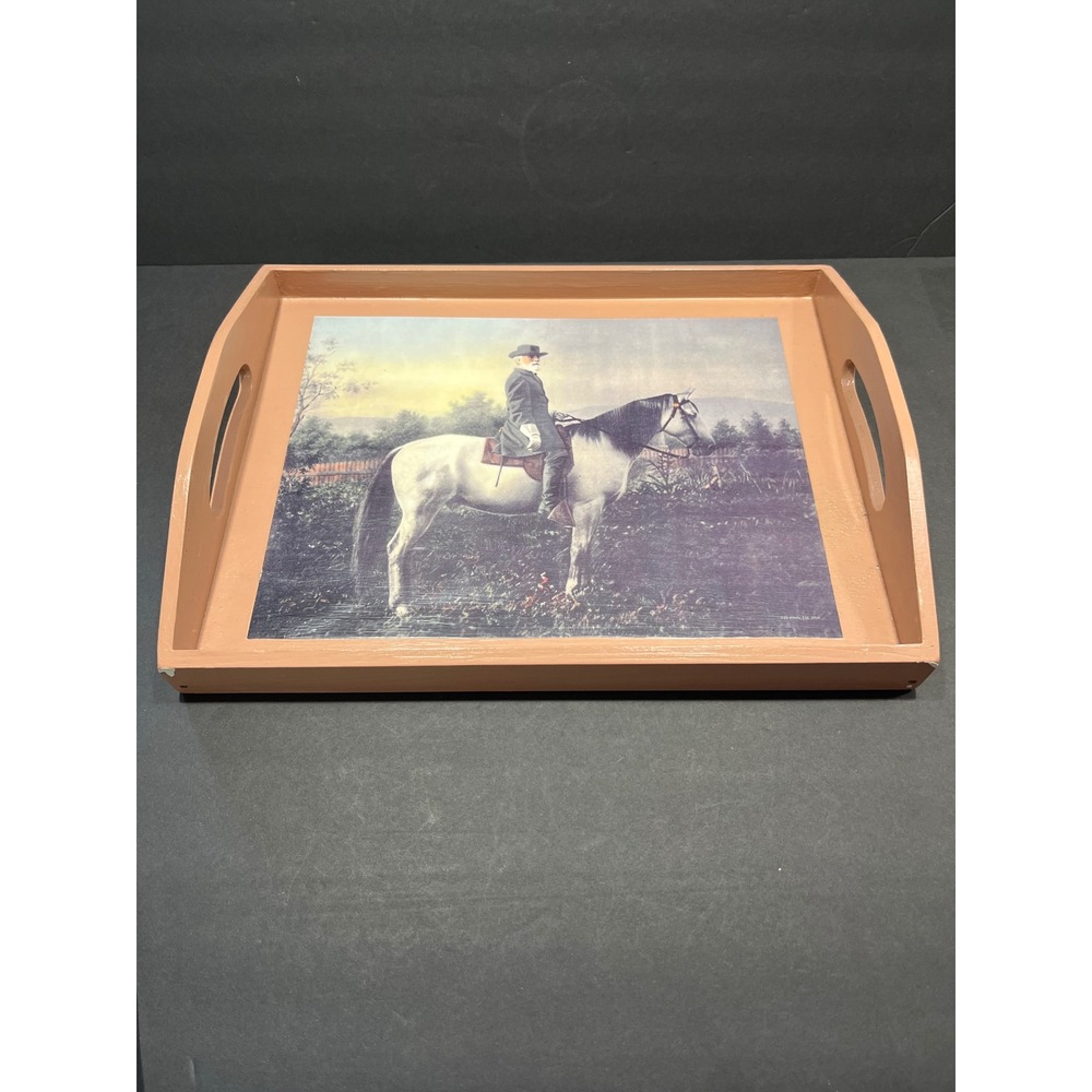 Vintage Robert E Lee Traveller Horse Wooden Serving Tray STE Prints 1994 14.5in